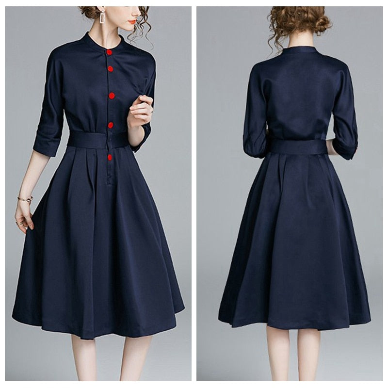 Single-breasted Buttoned Dress