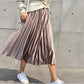 High-Waisted Metallic Pleated Skirt