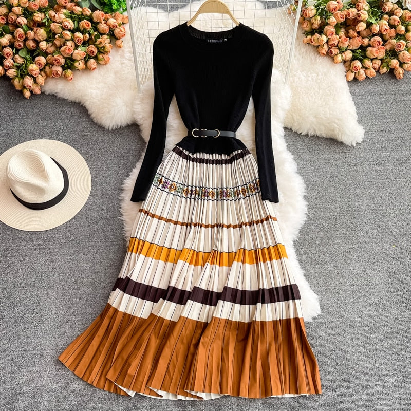 Autumn Belted Sweater Dress