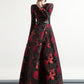 Muted Red Floral Jacquard Dress